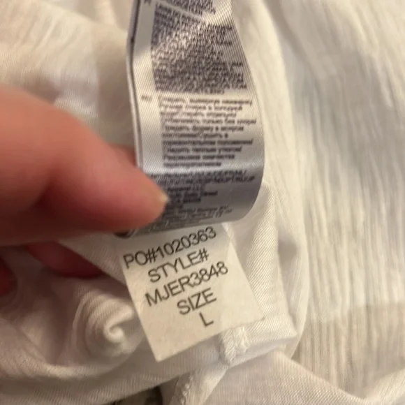 NYDJ Large White Split-Sleeve Tee - Picture 7 of 9